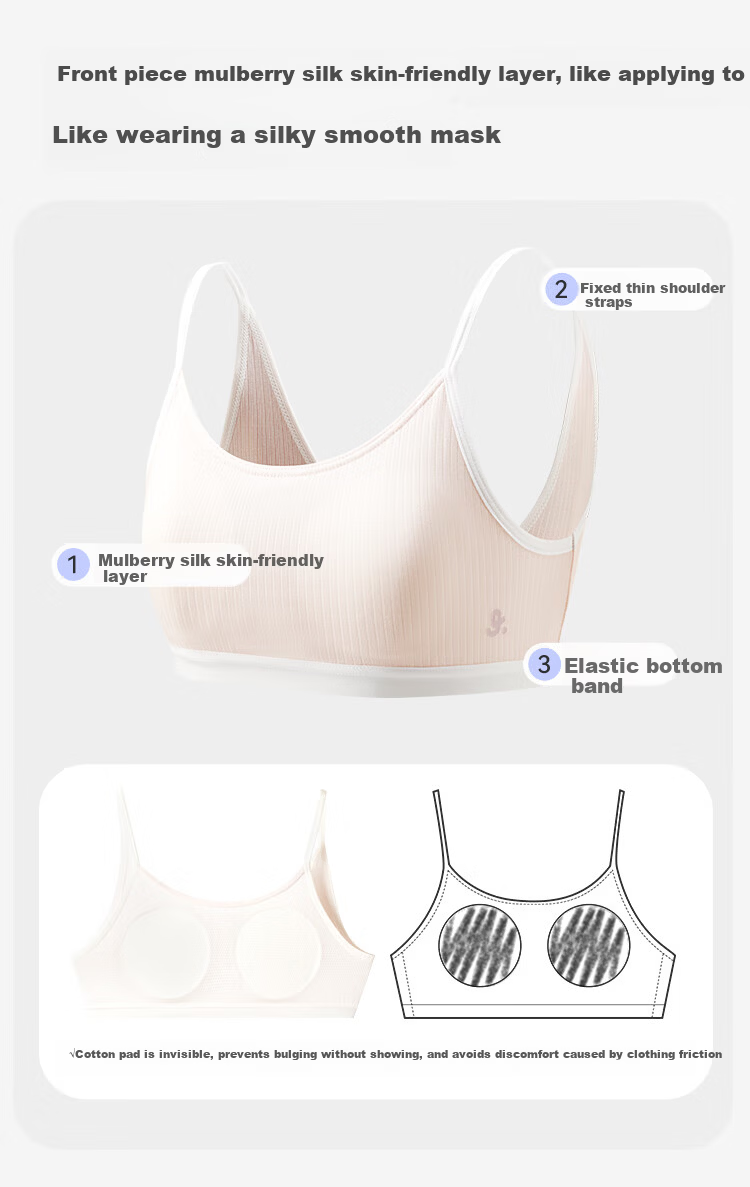 Jiusuiban Children's Underwear Girls 80 Modal Silk-Infused Developmental Bra 8-10 Years Old Anti-Protrusion Slim Camisole Vest 6