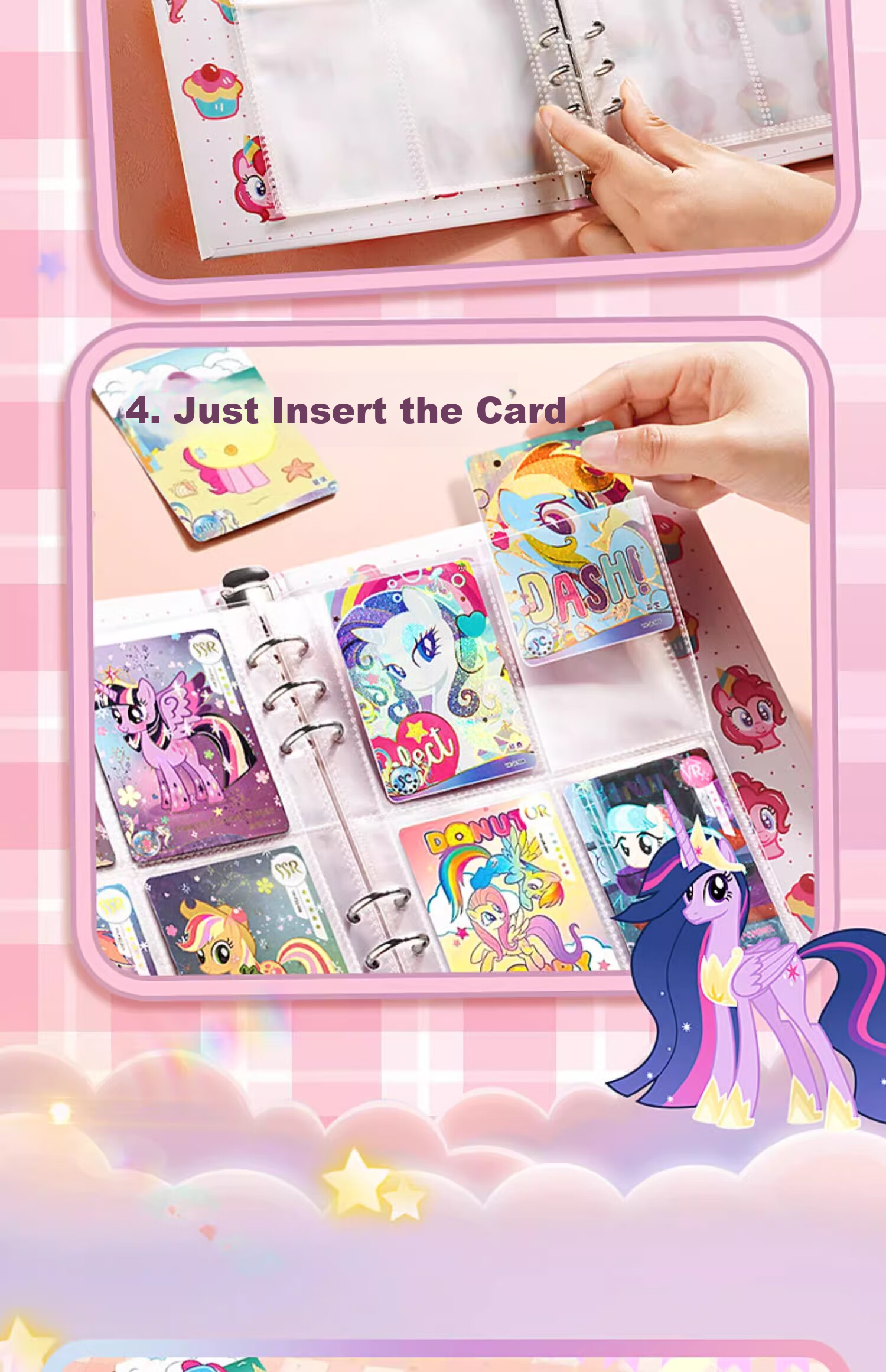 Shuxing My Little Pony Card Album Card Storage Book Small Card Collection Book Large Capacity Four-Grid High-Value Children's Card Collection Book 9