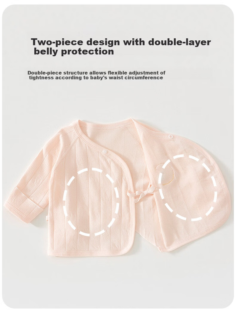 Aibaoshi Baby Clothes Spring And Autumn Pure Cotton Newborn Half-Back Shirt, Infant Monk Outfit 2-Piece Set White + Pink Size 52 T193 14