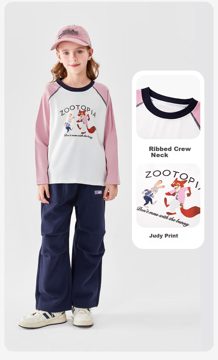 Disney Girls' Long Sleeve T-Shirt Children's Top Bunny Officer Judy PBZPL3215 Wine Red Size 150 5