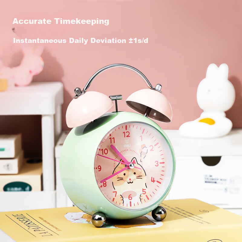 Deli Mini Night Light Alarm Clock Bedroom Bedside Clock for Kids Students Wake-up Gadget Purple LE333 Back to School Season Gift