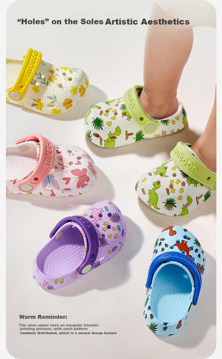 Mutong Baby Boys' Slippers Size 26 Summer Cartoon Printed Ventilated Shoes Girls' Outdoor Water Beach Shoes Jungle Green 130 8