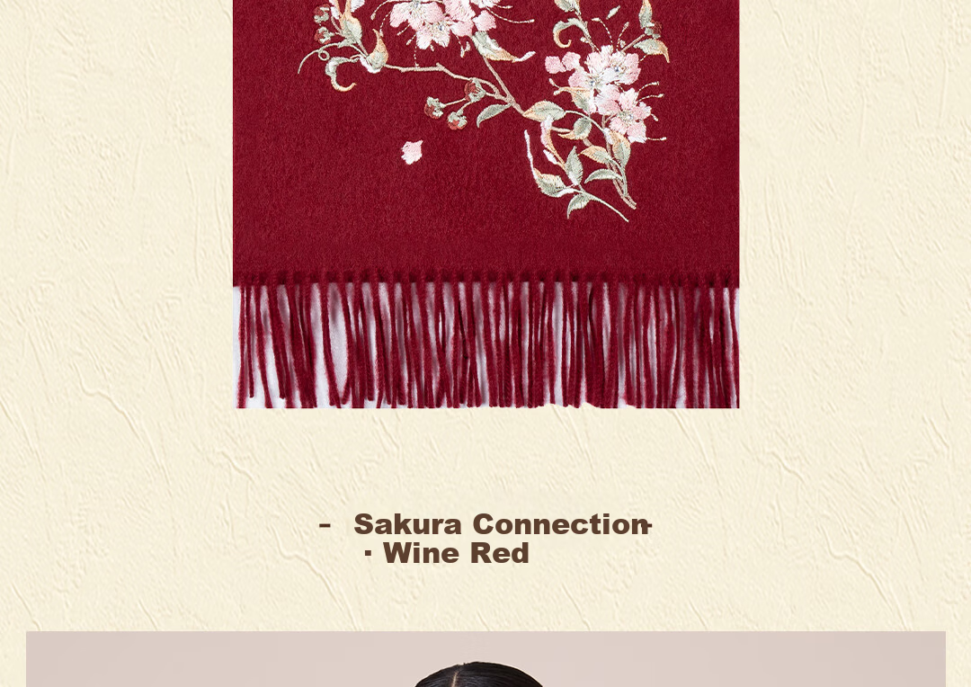 Shanghai Story 100% Wool Scarf Cherry Blossom Embroidery Women's Red Scarf Gift Box for Elders Mom Birthday Mother's Day Gift 10
