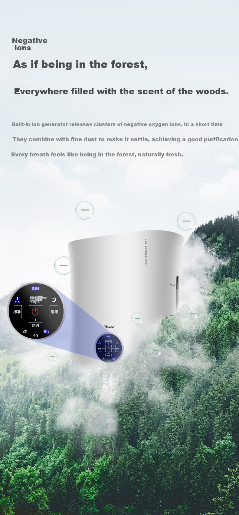 Yadu Mist-Free Humidifier for Bedroom, Office, Mother And Baby, Top Water Filling 4L Large Capacity, Smart Constant Humidity Adjustable, Quiet Operation with Timer, Air Humidifier SZ260-TJ030 9