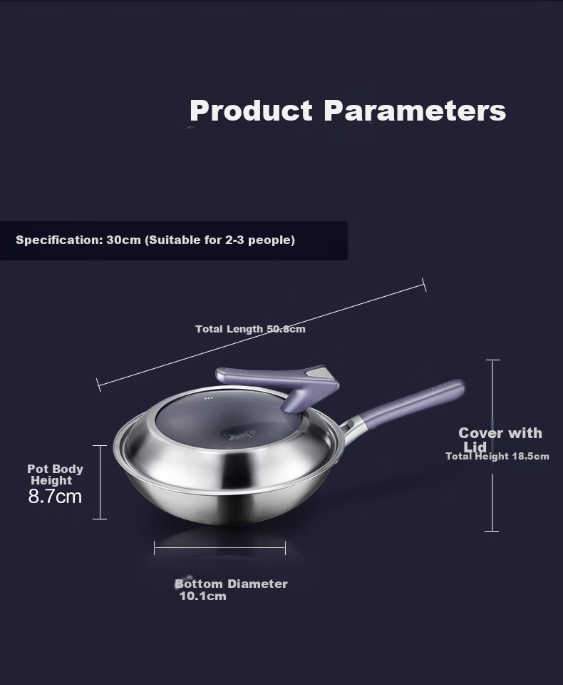 SUPOR Titanium Non-Coated Stainless Steel Non-Stick Wok, Flagship Version 30cm Induction Cooker Stir-Fry Pan EC30JGC03 32