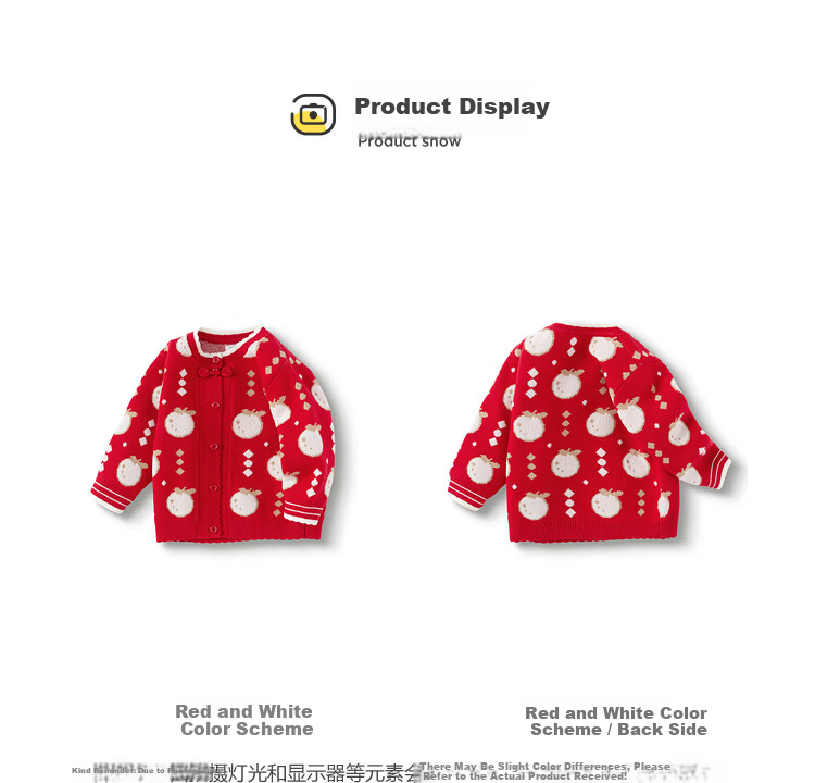 Balabala Baby Girls Sweater Toddler Knit Cardigan Autumn Winter 2025 New Year Outfit 3