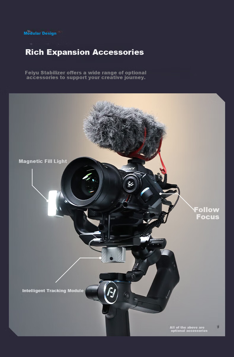 FeiyuTech Scorp Scorpion Professional 3-Axis Stabilizer for Mirrorless and DSLR Cameras Handheld Gimbal Vlog Camera Stabilizer with Integrated Grip for Live Streaming 10