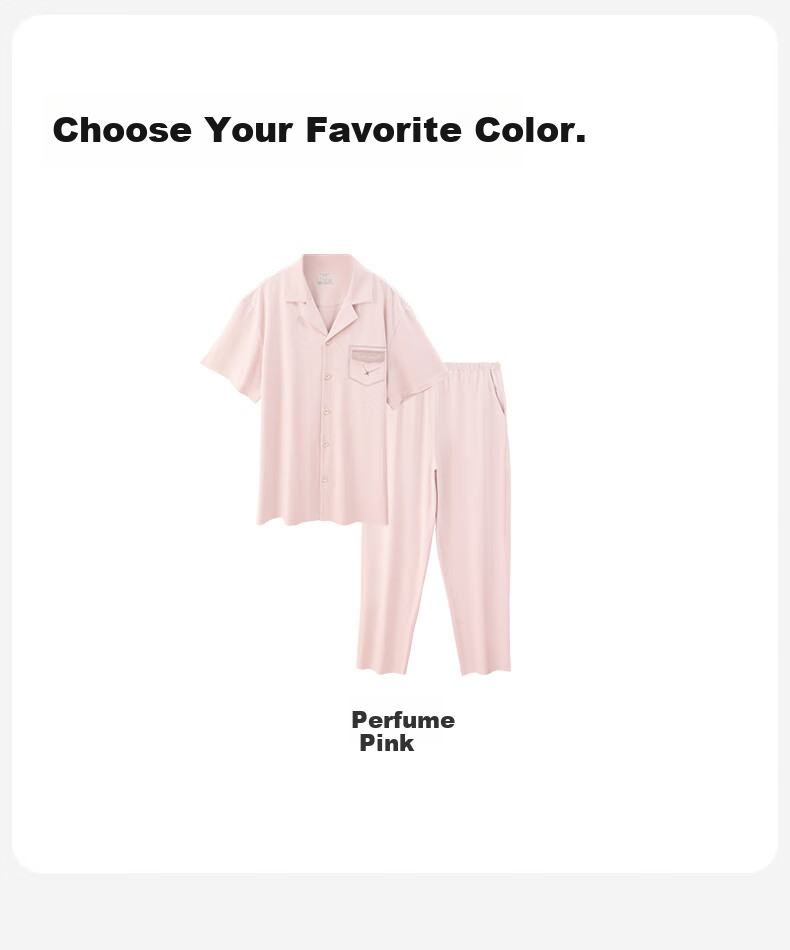 Duoduo Cotton Women's 7A Grade Antibacterial Loose-Fit Lycra Cotton Short Sleeve Homewear Set Perfume Pink L 7