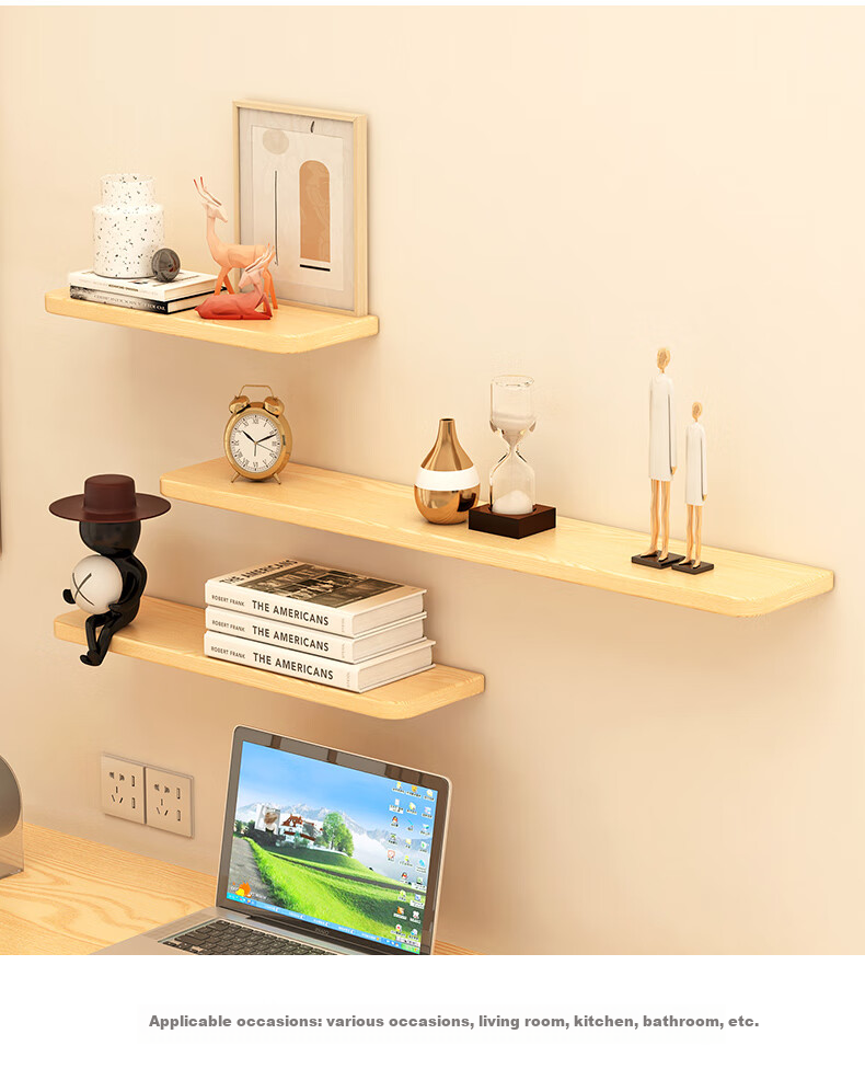 Fanshe Living Room Wall Shelf Storage Rack, Bedroom Bedside Simple Storage Bookshelf White Set 8