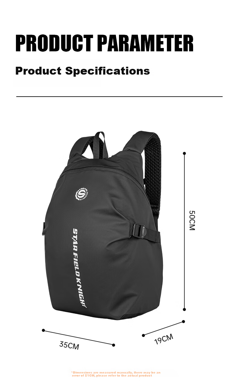STAR FIELD KNIGHT Motorcycle Riding Helmet Bag Backpack Multifunctional Large Capacity Water-Resistant Travel Full-Face Helmet Shoulder Bag Knight Gear 13