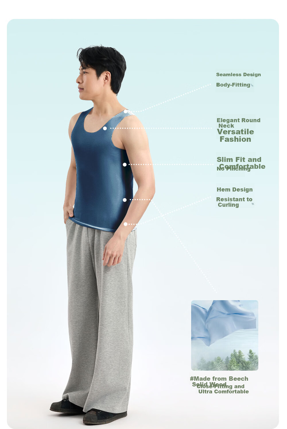 Jingshuran JD Own Brand Shu Lanjing Modal Men's Seamless Tank Top Undershirt 6