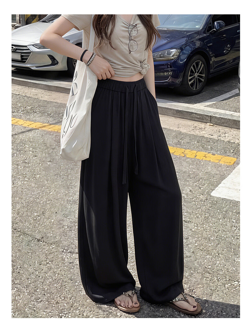 Xueqiman Linen Curved Blade Pants Women Summer Thin Pants 2026 New Ice Silk Draped Balloon Tencel Casual Pants Women 26