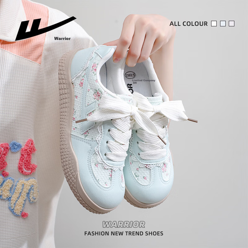 Warrior New Spring Casual Lightweight Versatile Floral Dexun Women's Shoes M466BR Light Blue/Beige Size 39