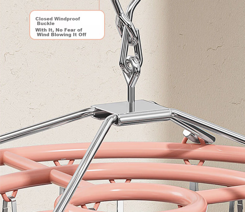 40,000 KM Socks Drying Rack Plastic Coated Clothes Hanger with 24 Multi-Clips for Balcony Home Multi-Functional Underwear Hanger 11