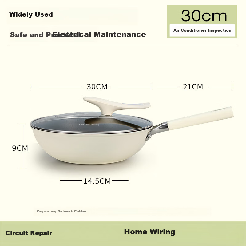 Royalstar Ceramic Non-Stick Frying Pan Household Stir-Fry Pan Titanium Iron Non-Stick Gas Stove Induction Cooker Compatible 30cm with Lid