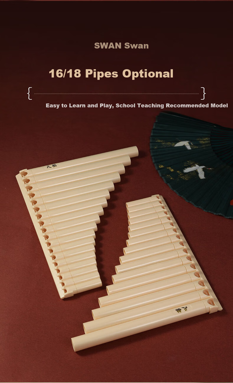 Swan Pan Flute C Key 18 Notes Professional Performance Level Panpipe for Primary and Secondary Students 18 Pipes Ivory White Standard Edition 2