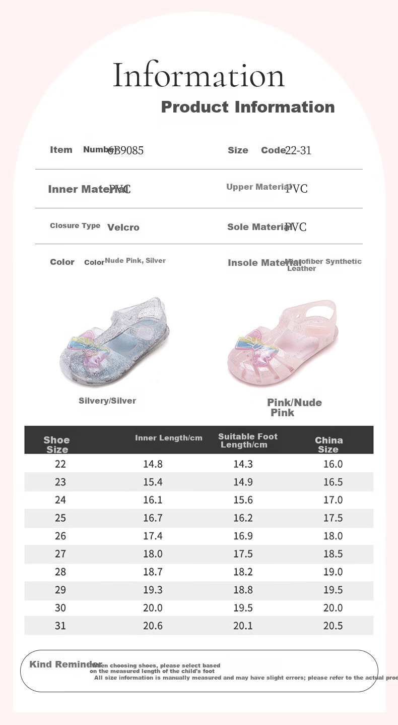 Fulomi Girls Toddler Walking Shoes Summer New Soft Sole Breathable Closed Toe Sandals Infant Sweet Jelly Shoes Pink 29 2