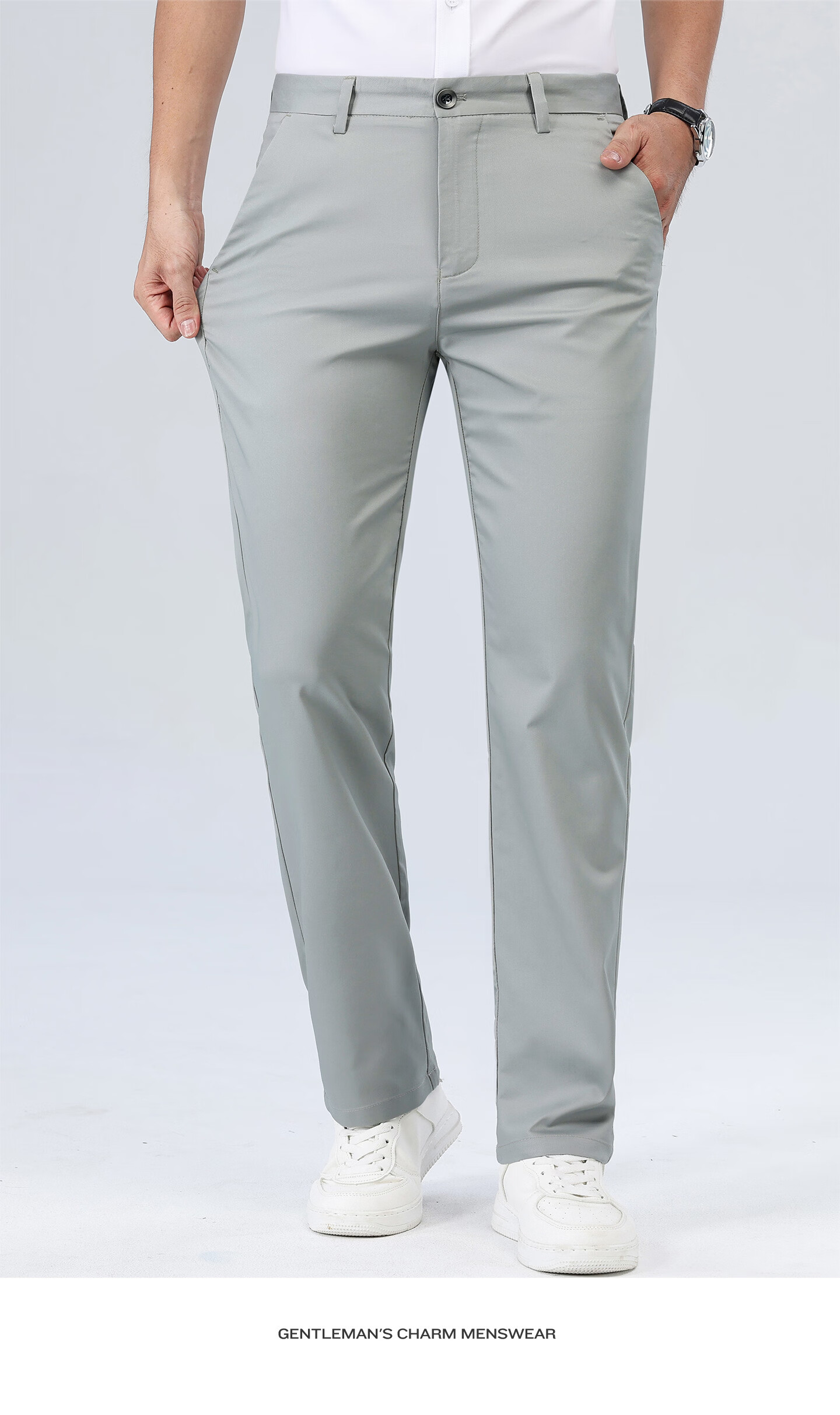 Antonio [Ice Silk & Instant Cooling] Summer Breathable Lightweight Men's Casual Pants Elastic Waist Versatile Straight Leg Trousers 11