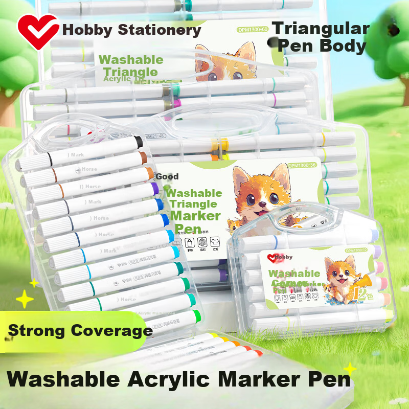 AIHAO Acrylic Markers Washable 48 Colors Student Paint Pen Set Children's Graduation Gift DPM1300 Watercolor Drawing Pens Art Education Gift