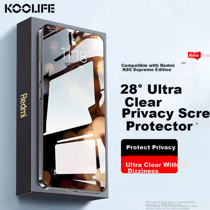 KOOLIFE 28° Privacy Screen Protector for Redmi K80 Ultra Supreme Edition Tempered Glass Anti-Peeping Privacy Protection Ultra-Thin High-Definition Shockproof Film