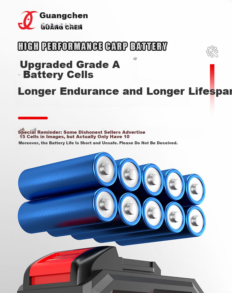 Guangchen Electric Wrench High Torque Impact Lithium Battery Wrench Air Impact Wrench Scaffold Foot Automotive Repair Socket Set Power Tools 14