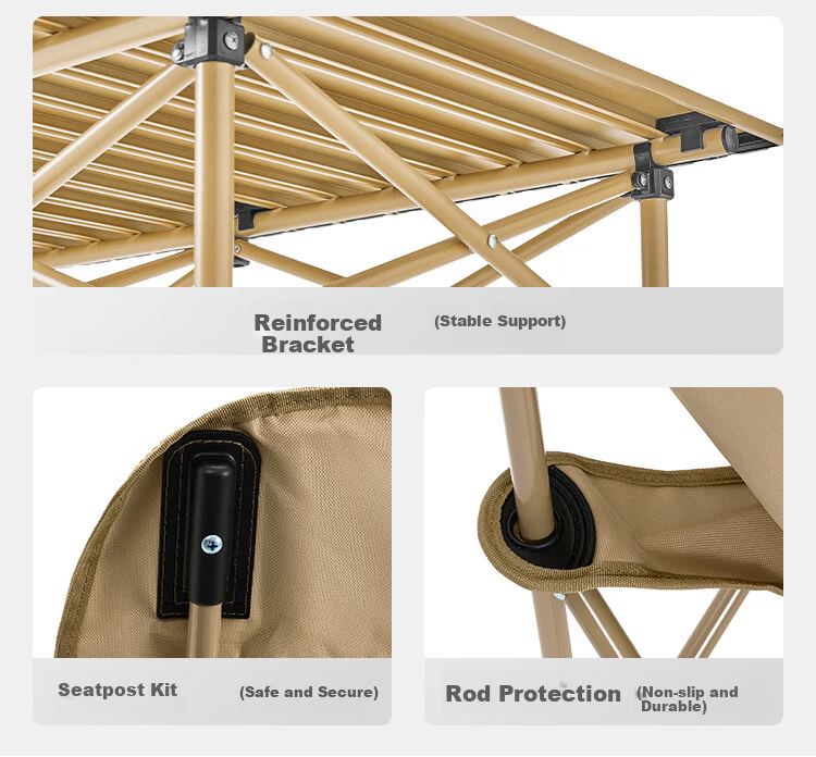 JD Jingzao Outdoor Folding Chair and Table Set 1 Table 4 Chairs Elevated Moon Chair Camping Picnic Furniture 18