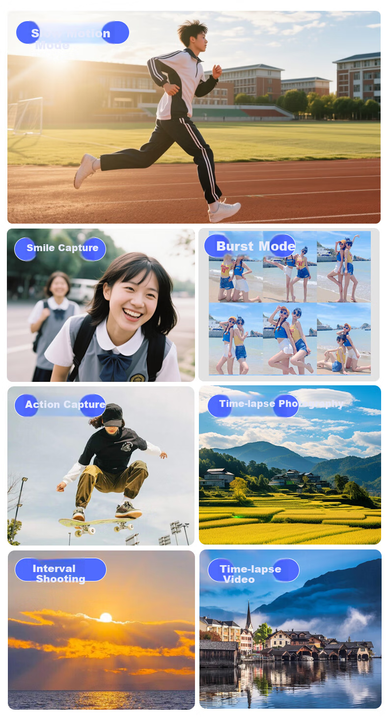 HYUNDAI Modern CCD Digital Camera Vlog Photography Travel Camera Student Entry-Level Dual Screen Selfie Cream White 32GB 8