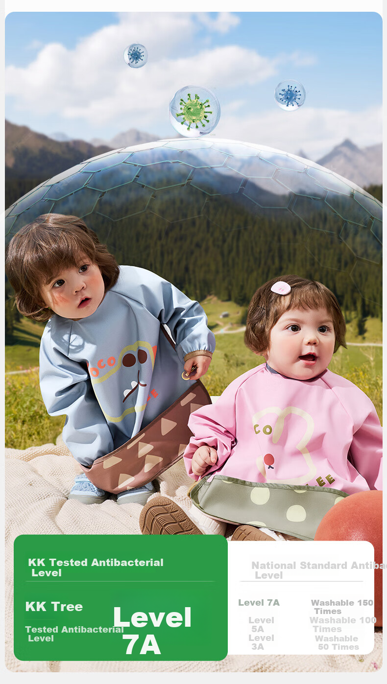 Kocotree KK Tree Kids Waterproof and Stain-Resistant Bib Baby Feeding Smock Three-Proof Apron 16