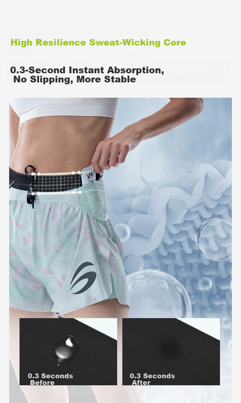 Feibit Air Pants 4.0 Pro Women's Waist Bag Shorts Breathable Running Shorts 4-Inch Quick-Dry Classic Black XL 6