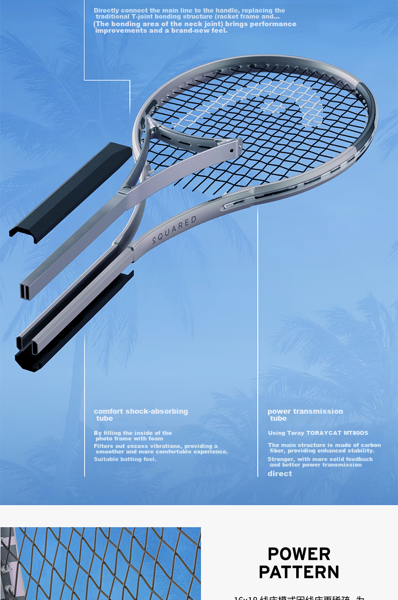 HEAD Tennis Racket SQUARED Series 2026 Full Carbon Professional Tennis Racket for Men and Women 7