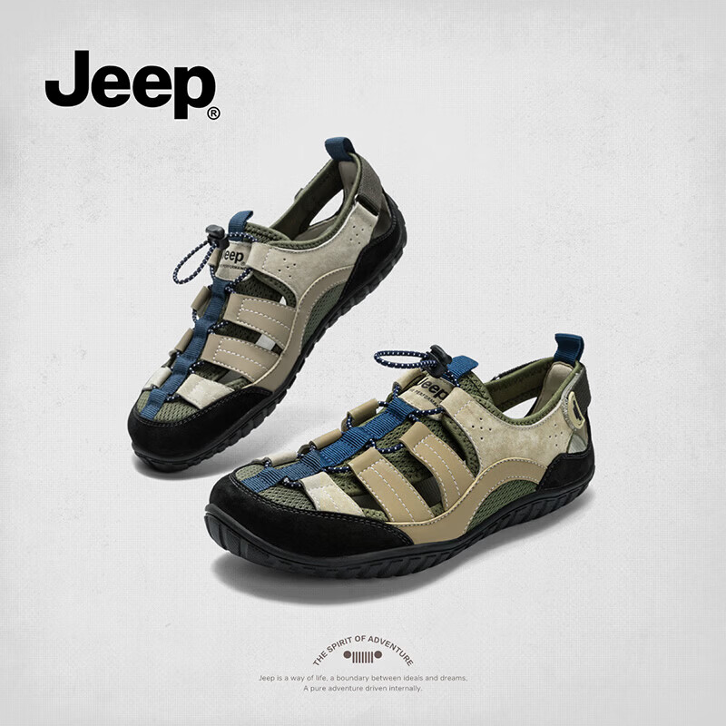 JEEP Women's Roman Sandals 2026 New Lightweight Breathable Creek Shoes Outdoor Open-Toe Sports Sandals Green Size 35