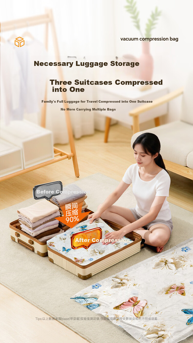 BIAZE Vacuum Compression Storage Bag for Clothes and Quilts, Extra Large 80*100cm, Single Pack 2