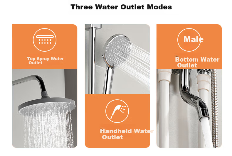 KEGOO Shower Set Complete Exposed Mixer Integrated Shower Booster Head Full Set Bright Silver K4071 7