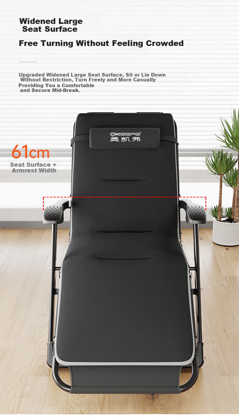 OKeefe Folding Bed Recliner Single Office Nap Bed Folding Chair Nap Chair Camp Bed Nap Sleeping Bed Sit and Lie 7