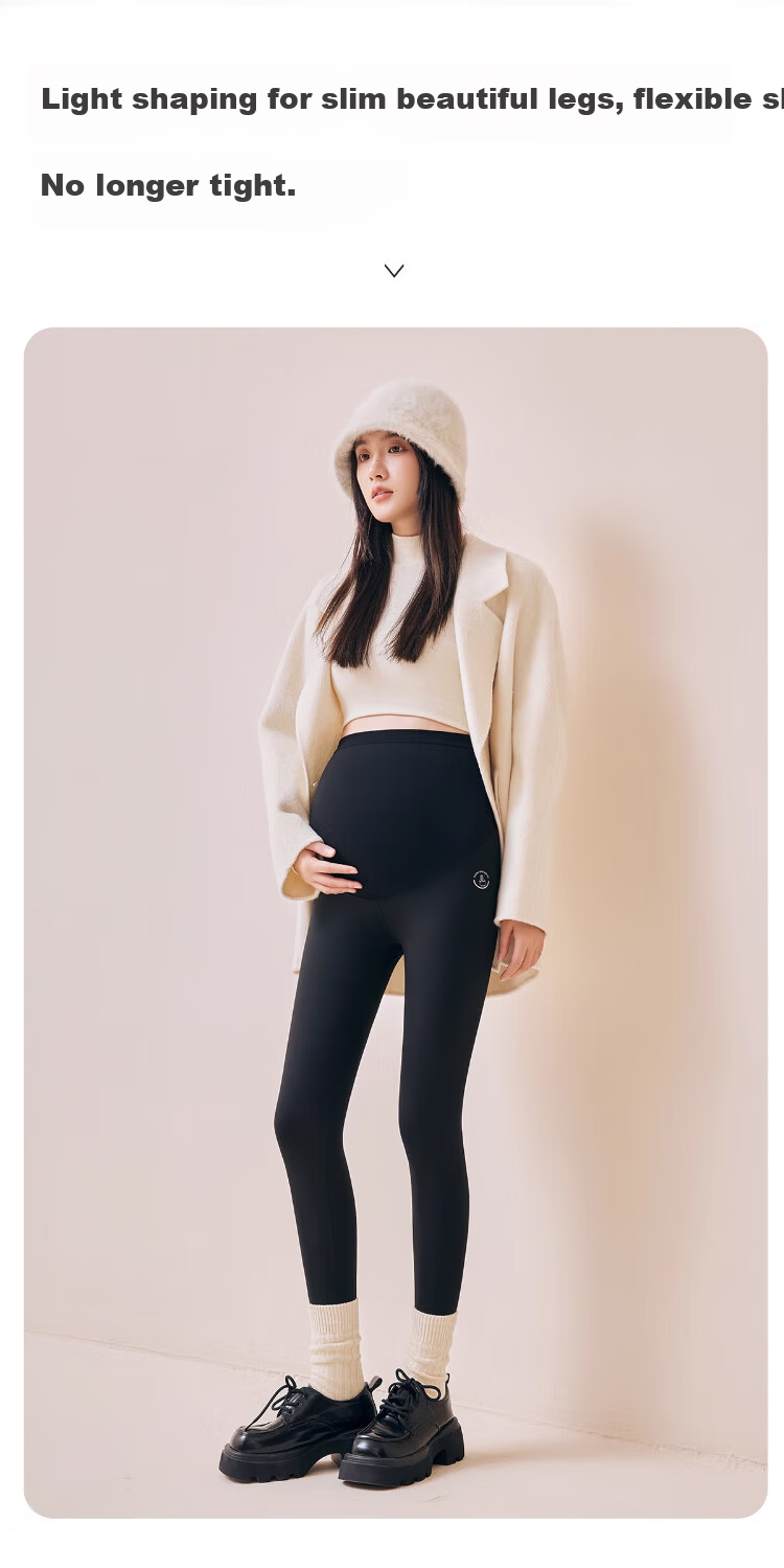 Zaisuo Maternity Thermal Fleece Lined Yoga Shark Pants with Camellia Oil Moisturizing Seamless Supportive Maternity Leggings 8