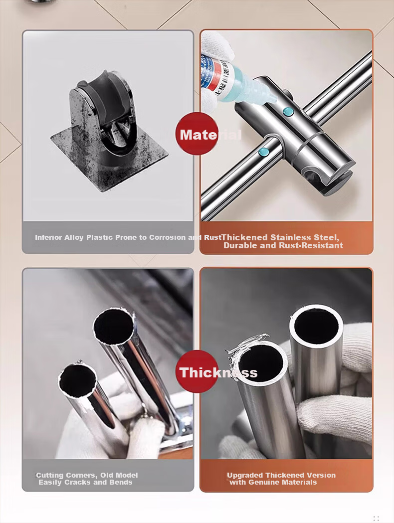 WUZORY [Germany] Shower Slide Bar Shower Head Bracket Holder No-Drill Clip Fixing Base W142 9