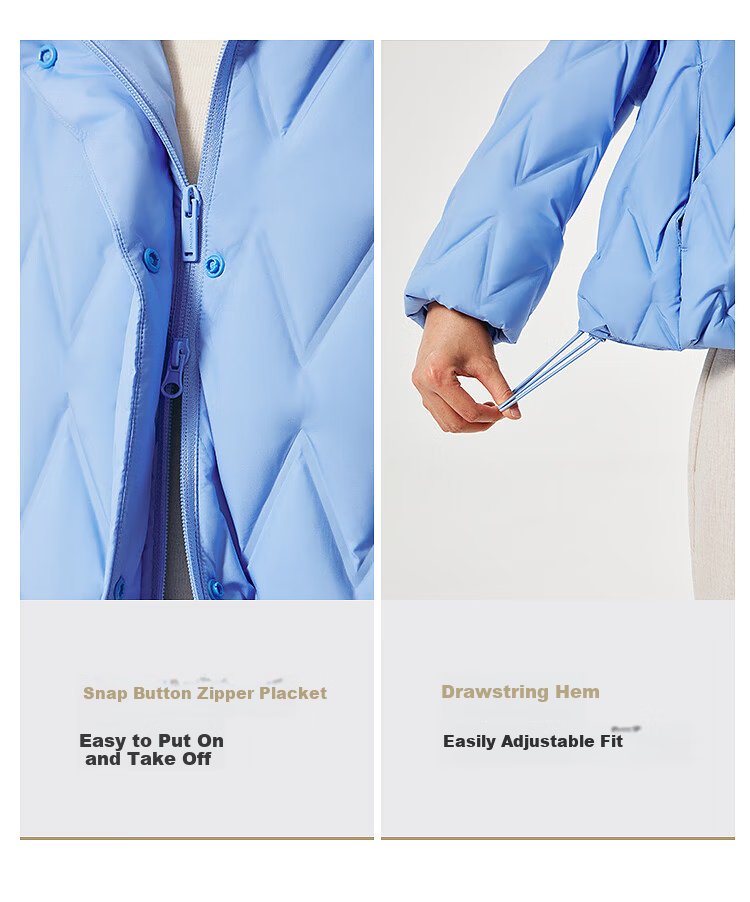 BOSIDENG Women's Spring and Autumn 90% Down Lightweight Stand Collar Slim Fit Short Casual Versatile Jacket 15
