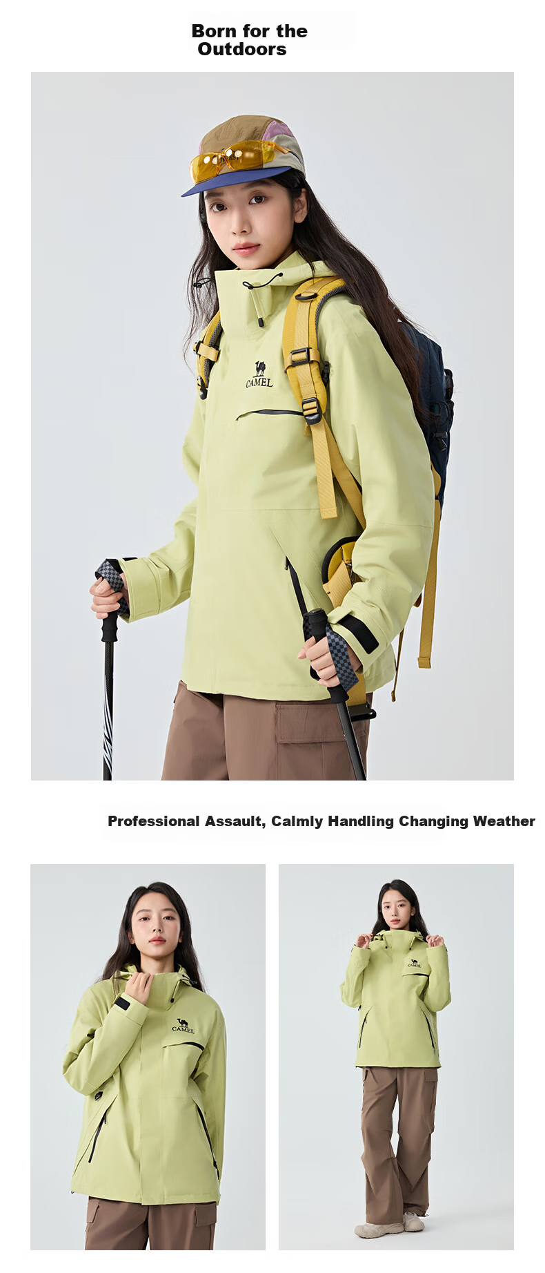 CAMEL [Zhuifengzhe Single Charge] Outdoor Water Play Windproof Breathable Couple Hiking Jacket W34CATG603B 14