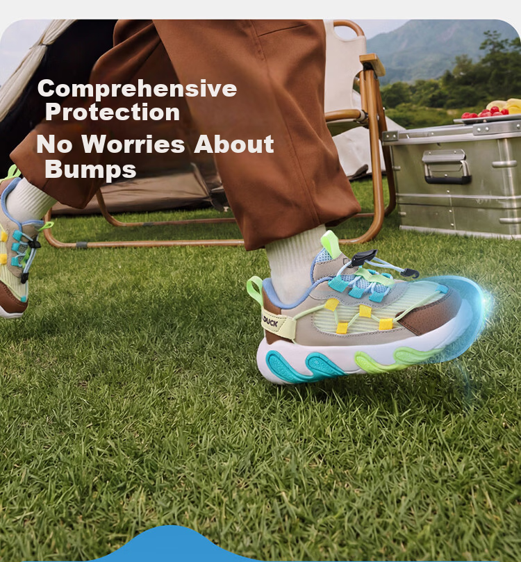 B.Duck Kids Yellow Duck Children's Sports Shoes Outdoor Lightweight Shock Absorption Breathable Running Shoes for Boys and Girls 6807 Yellow Gray Brown Size 34 7