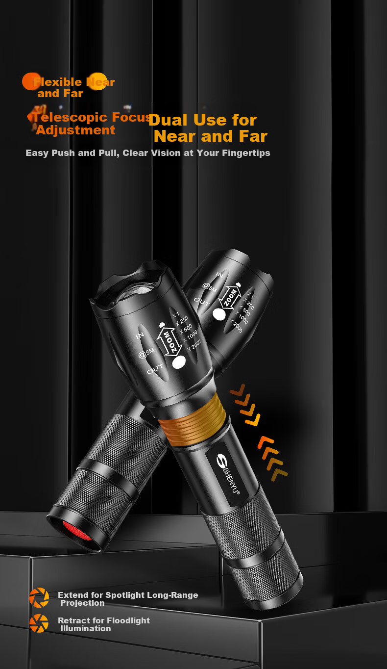 AIC Mini Flashlight High Brightness Zoomable Long Range Ultra-Long Battery Life Outdoor Cycling Emergency Light 5
