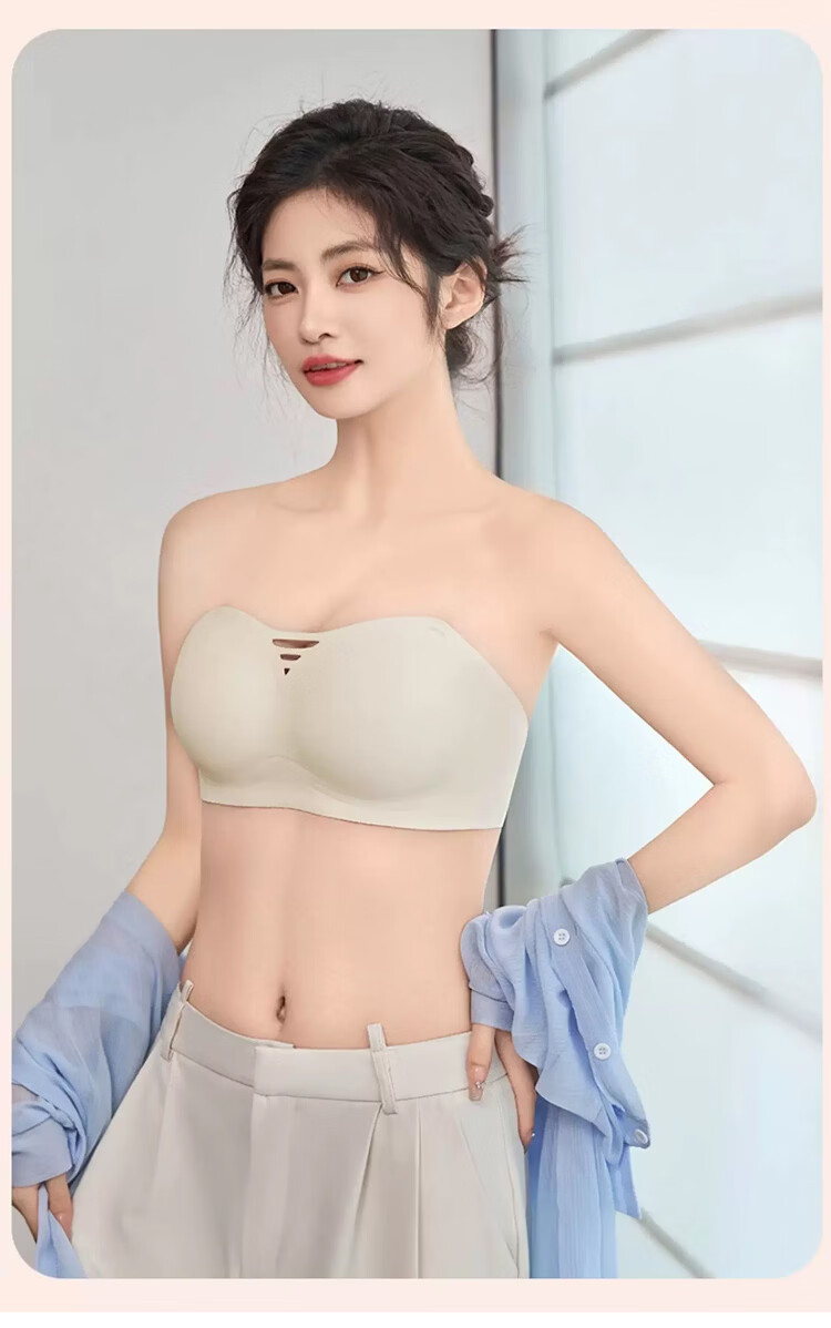 GUJIN Cloud Seamless Strapless Bra for Women, Small Chest Push-Up, Anti-Slip Bandeau, Backless Invisible Bra 20