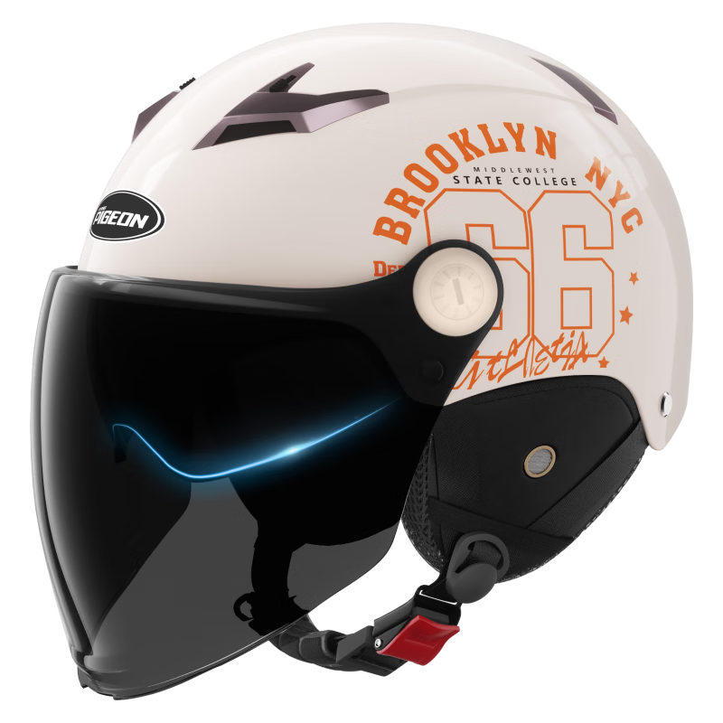 Feige Suprek 3C Certified Electric Vehicle Helmet New National Standard Unisex Motorcycle Half Helmet Electric Bike Sun Protection Summer Safety Helmet 013 Khaki White [Smart Photochromic Long Visor]