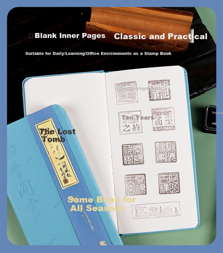 Kinbor Tomb Notes Stamped Notebook Four Seasons Collection Commemorative Travel Stamp Album Blank Check-in Scenic Spot Stamp Journal DT53526 8