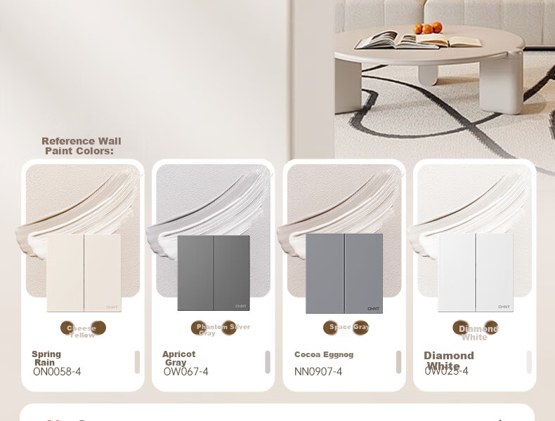 CHNT Switch Socket No-Paint Cream Style Large Panel Concealed Socket X1M Four-Hole Socket Rhombus White 5