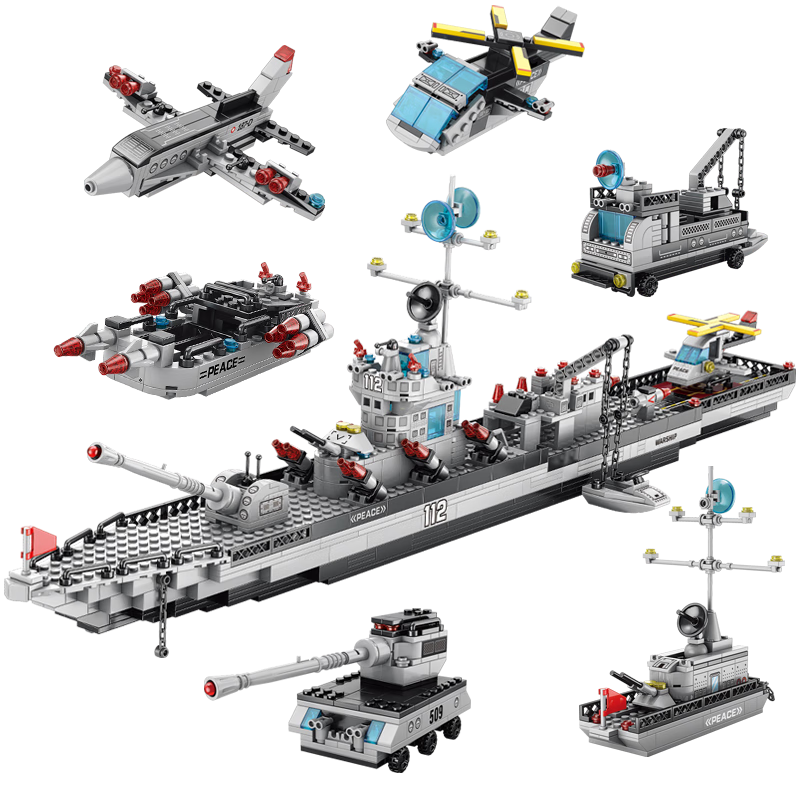 Obedient Star Aircraft Carrier Military Model Compatible with LEGO Large Building Blocks Ship Toy for Boys Children's Day Gift