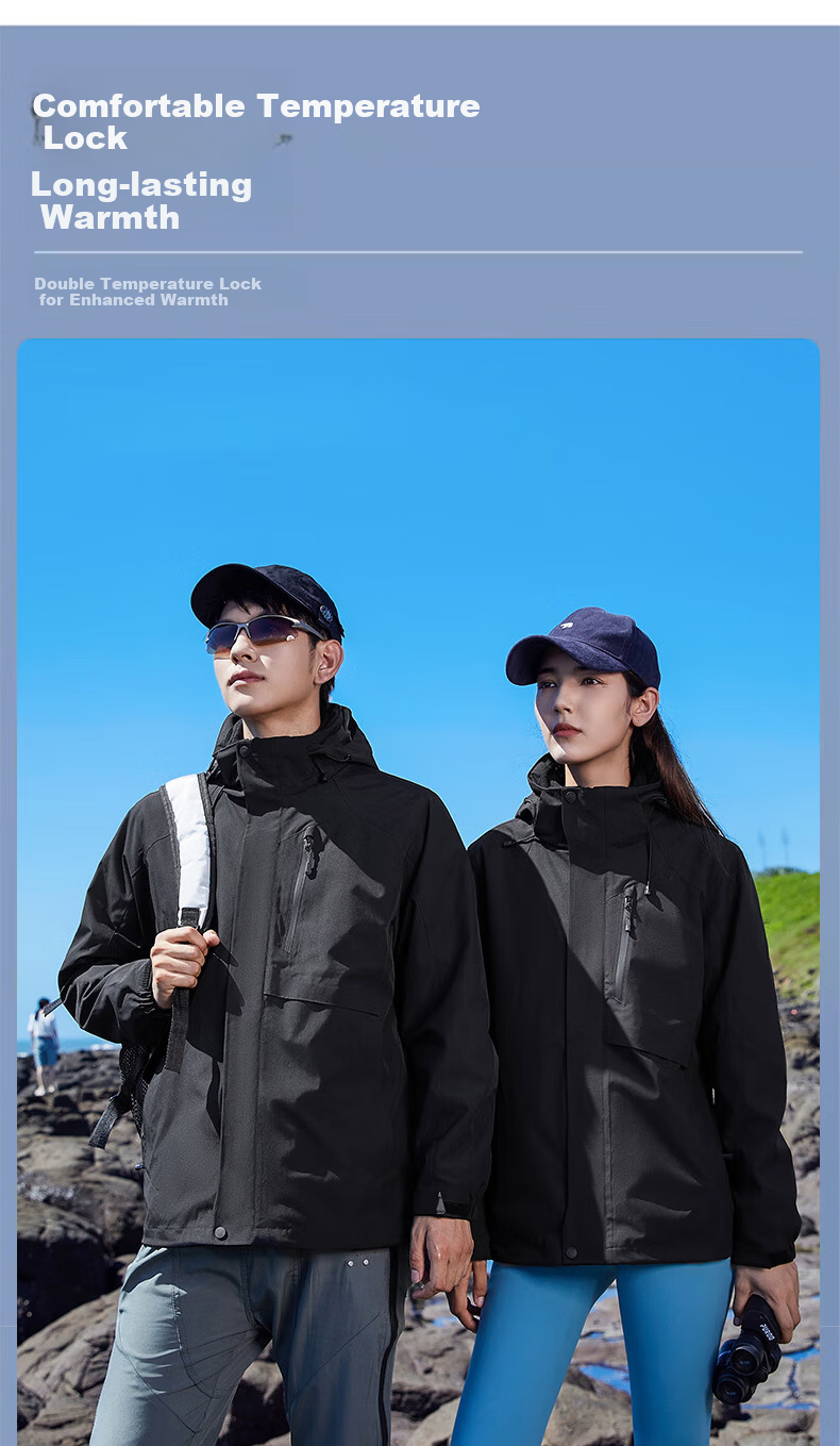 Xuezhongfei 3-in-1 Fleece Liner Softshell Jacket Unisex 2025 New Outdoor Windproof Waterproof Couple Coat 3