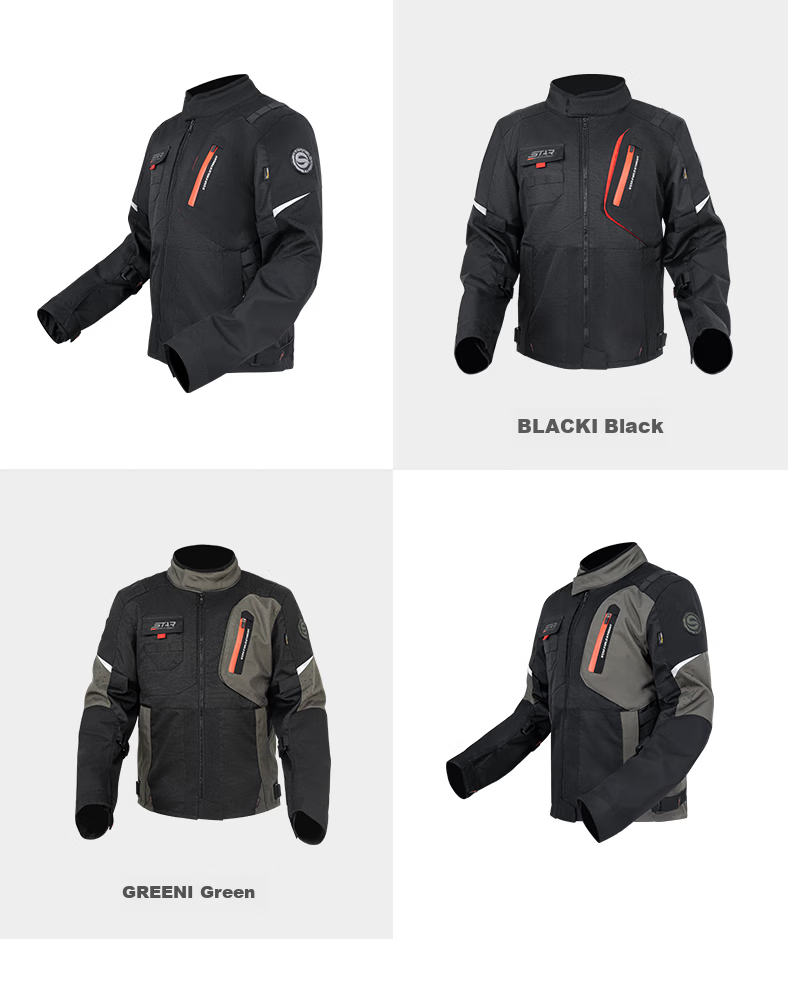 STAR FIELD KNIGHT Motorcycle Riding Jacket, Summer And All-Season Warm Fleece-Lined, Outdoor Motorbike Travel Gear, Black, Size 3XL 31