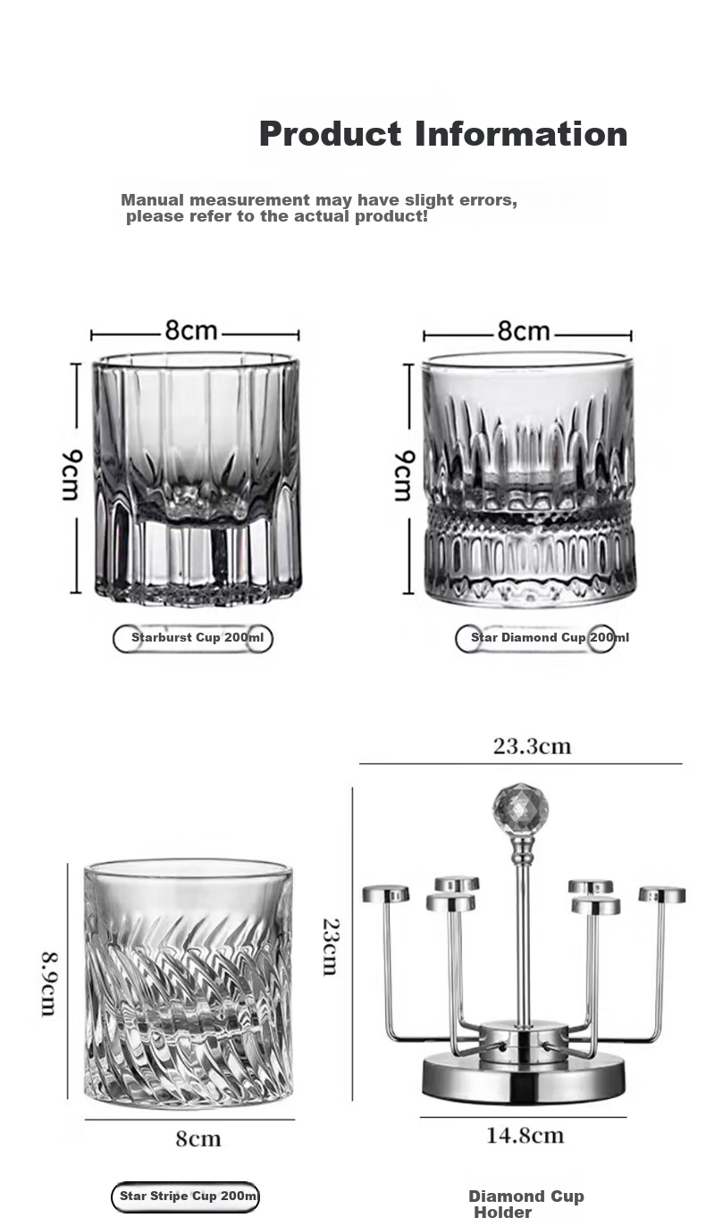 CRISTALGLASS Premium Luxury Whiskey Glass Set Edokiriko Crystal Glass Home Barware Beer Glasses 8