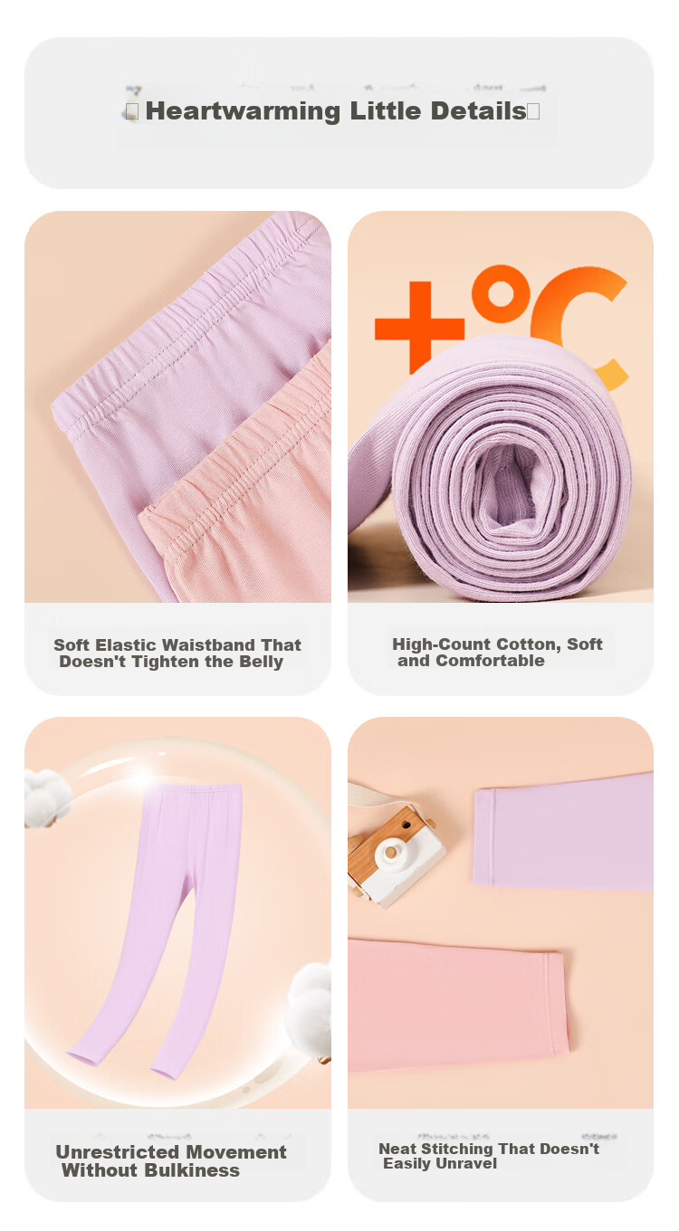 Hodohome Kids Thermal Modal Antibacterial Leggings for Girls, Class A, Cotton Fleece Pants, 2-Pack, Sizes 170/130 17
