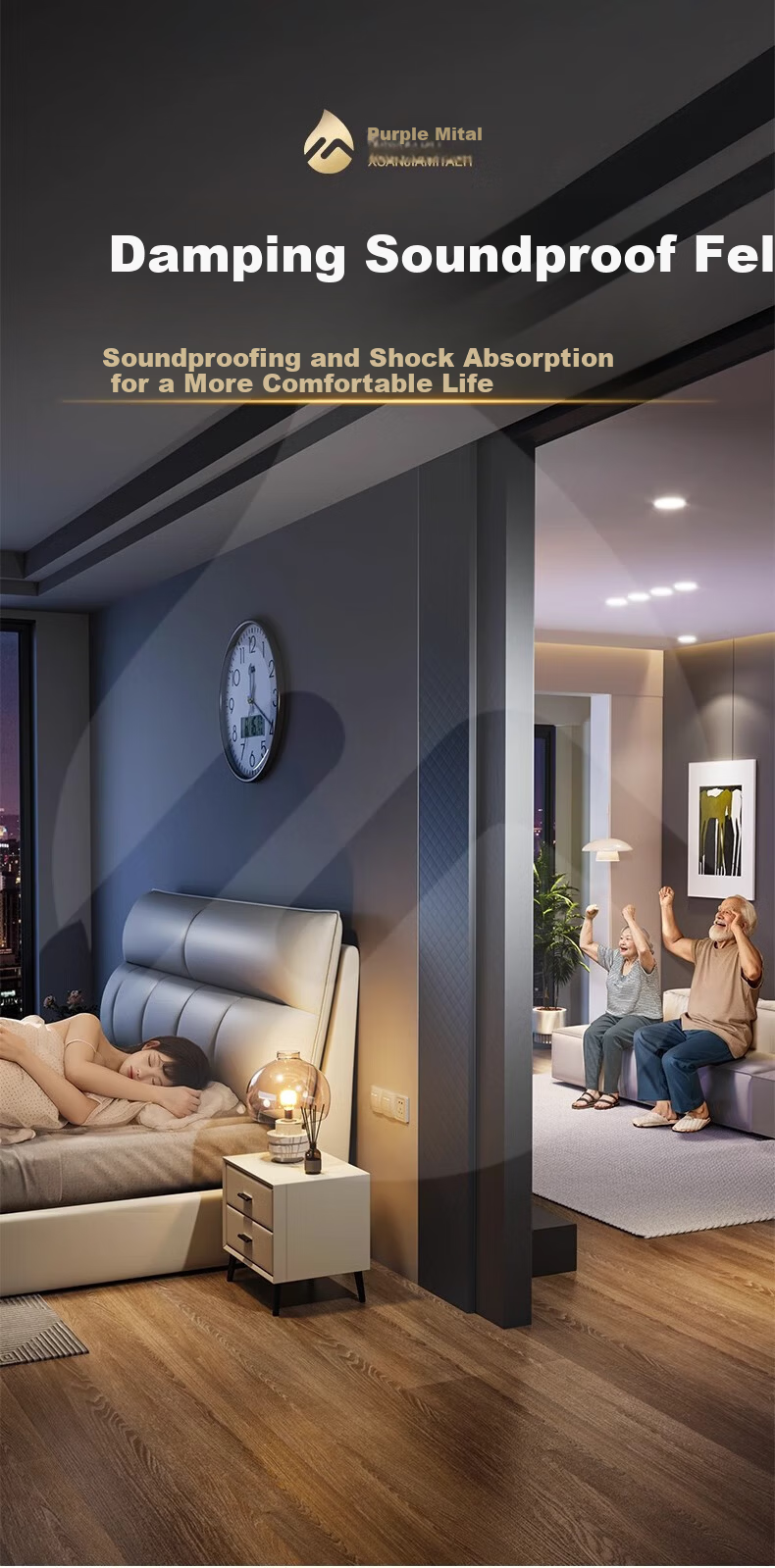 Xuanjia Mital High-Density Damping Soundproof Felt Wall Shockproof KTV Special Eco-Friendly Flame-Retardant Silent Fabric Ceiling Soundproof Cotton Material 1